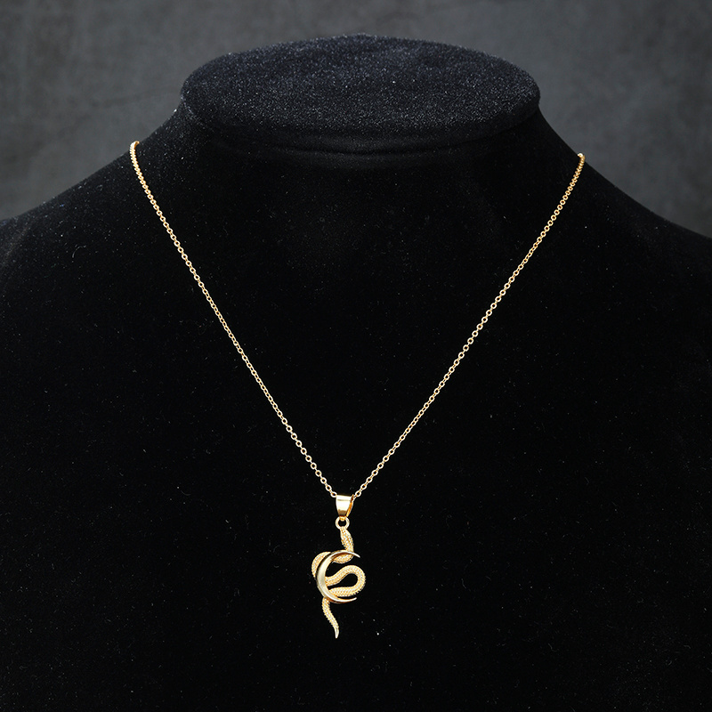 Women's Vintage Gothic Snake & Moon Pendant Necklace